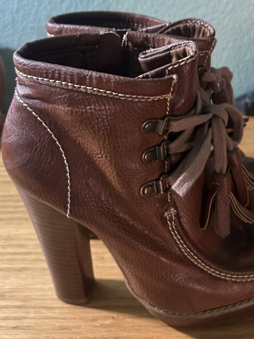 Mia Retro High Heel Lace Up Ankle Boots